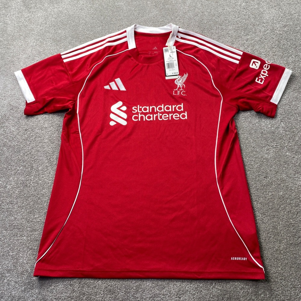 Adidas Liverpool FC Soccer Jersey Mens Large Red Aeroready Home JV6423 Slim Fit